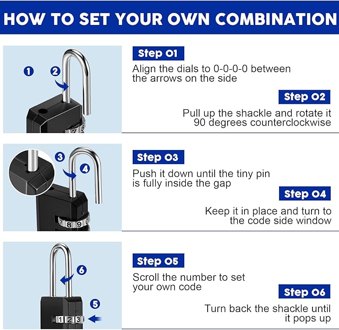 Chumia 16 Pack 3 Digit Combination Lock Small Combo Locks Waterproof Luggage - Image 4