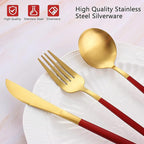 Matte Red Gold Silverware Set, 20-Piece Stainless Steel Flatware Set, Satin - Image 4