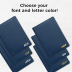 Personalized Monogrammed Navy Leather RFID Passport Wallet - Image 3