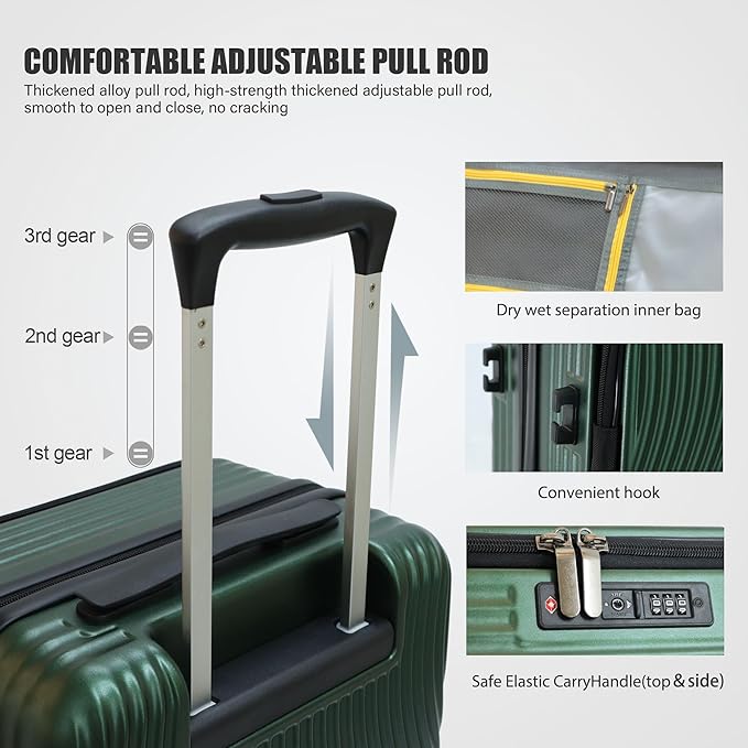 buy 0ne get 0ne free! 20 Inch Expandable Carry on Luggage PC Hard Shell TSA - Image 3