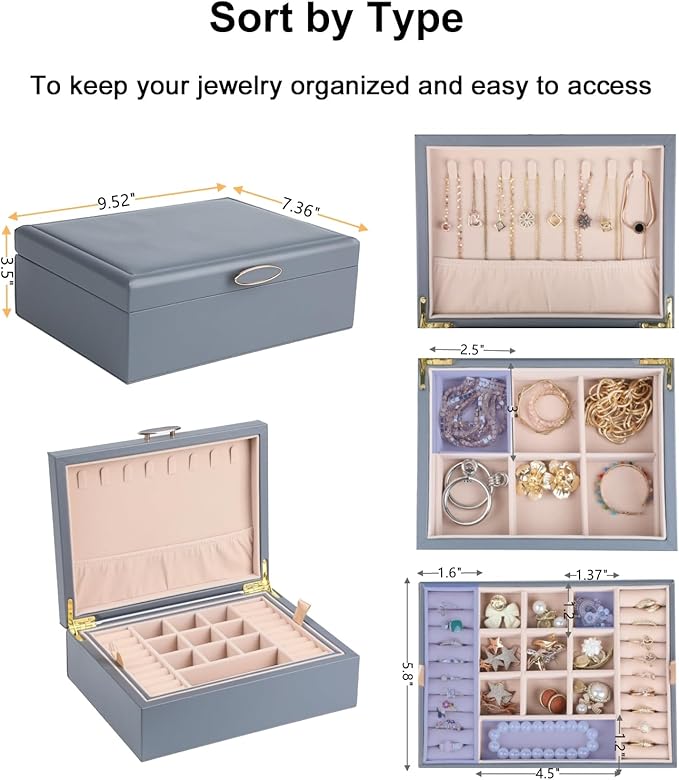 Small Jewelry Organizer for Women, 2-Layer Travel Jewelry Box - Image 6