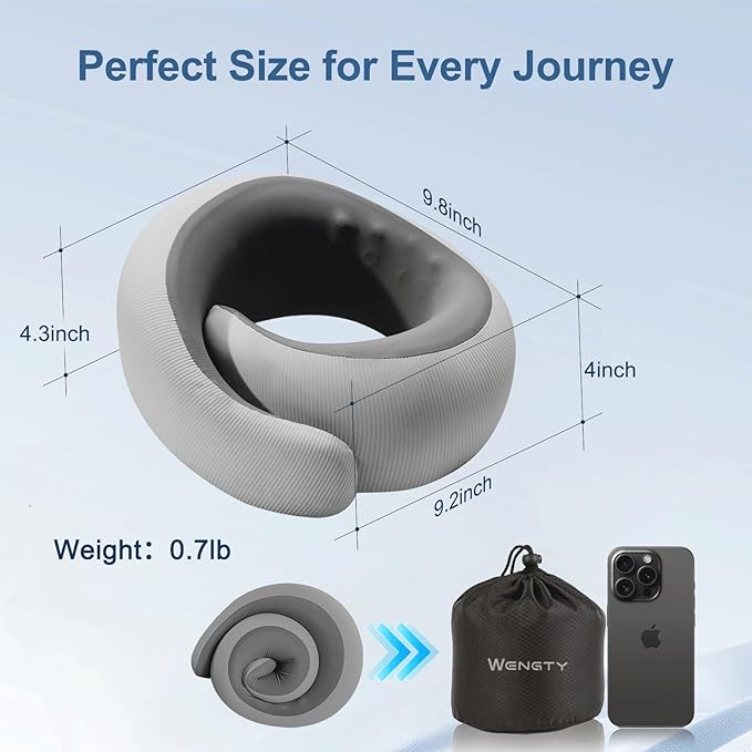 Neck Pillow for Traveling, Travel Neck Pillow for Airplanes, Smooth & Cooling - Image 5
