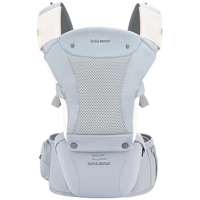 Bebamour Baby Carrier with Hip Seat, All-Position Breathable Mesh Hip Seat & - Image 9
