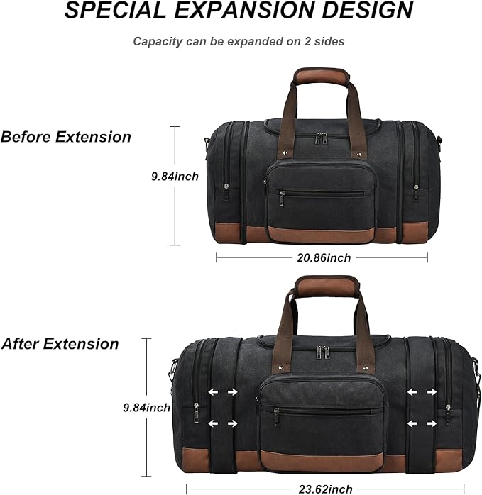 Litvyak Duffle Bag for Travel, 50L Canvas Travel Duffel Bags Overnight Weekend - Image 4