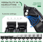 Hatteker Hair Clippers for Men Professional,Clippers and Trimmers Set T-Blade Barber Clippers Set Cordless Clippers Grooming Kit Rechargeable Beard Trimmers Type C Barbers Haircut Kit Green
