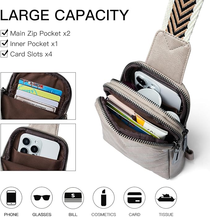 7L Sling Bag for Women Men Leather Small Sling Backpack Daypack Anti Theft - Image 3