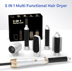 Hair Dryer Brush 5 in 1, Blow Dryer Brush Set with Air Curler Wrap Hair Styler, Negative Ionic Blow Dry Brush, Detachable Hair Tool for Curling, Volumizer,Straightener,Drying