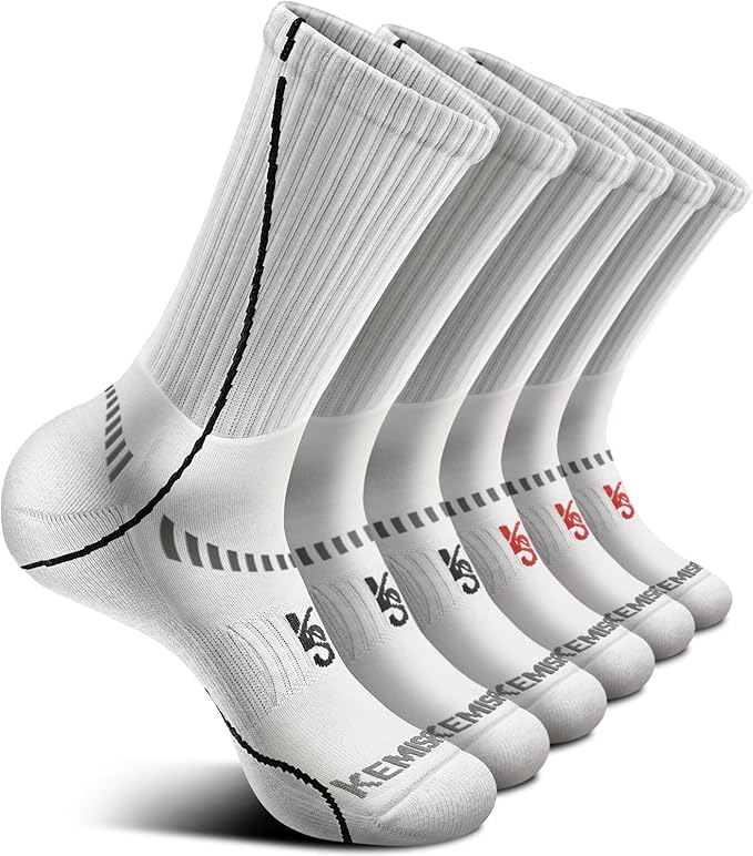 BULLIANT Compression Socks for Men 6Pairs, Athletic Crew Socks Cushioned For by BULLIANT