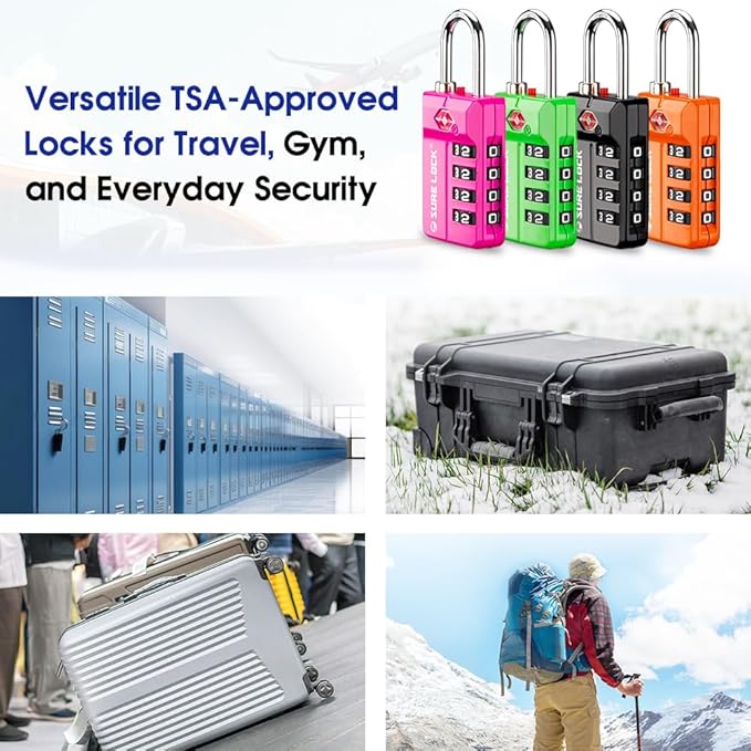 SURE LOCK TSA Approved 4-Digit Resettable Combination Luggage Locks - Image 4