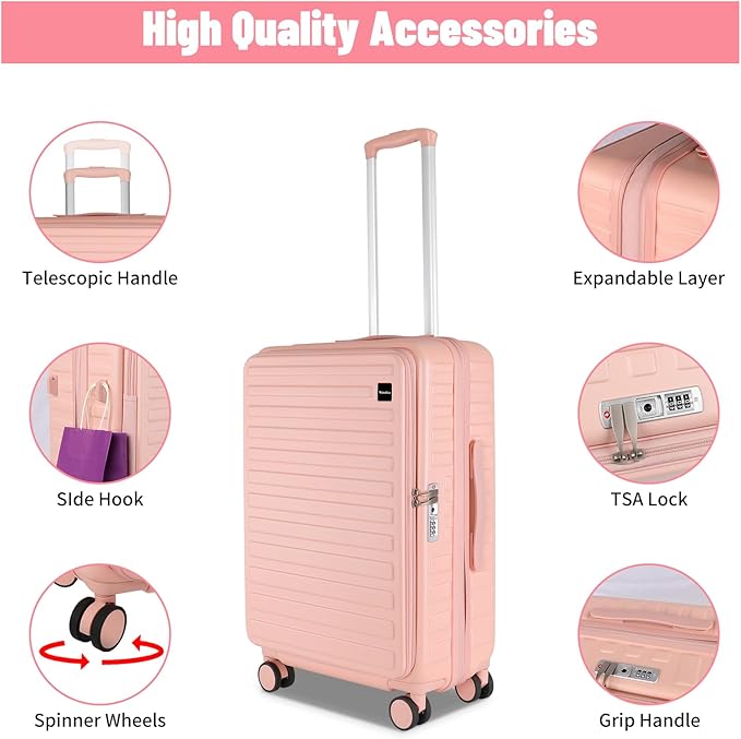 3-Piece 20/24 Top Opening Hardshell Lightweight Luggage and 28-Inch Clamshell - Image 6