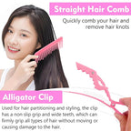Drying Hair Brush 3D Round Hair Brushes With Alligator Hair Clips and Wide Tooth Comb Women Blow Detangling Ball Hair brush 360° Curly Styling Circle Hair Comb