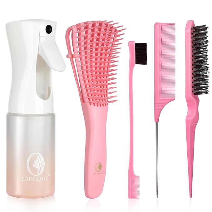 BRUSHZOO Hair Brush Set, Hair Brushes for Women Men kid Wet Dry All Hair Detangling Parting Styling