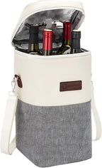 Insulated Wine Bag Cooler – Beige and Gray, Holds 4 Bottles, Wine Opener by Unknown
