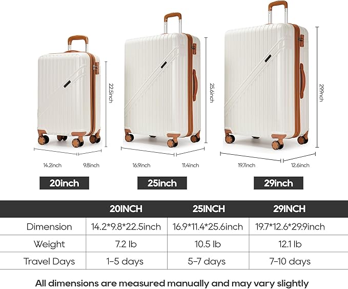 GinzaTravel Luggage Sets 3-Piece Expandable Suitcases - Image 2