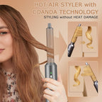 AOMEES Professional Hot Air Styler & Drying System, 6 in 1 Powerful Hair Dryer Brush • Styling Without Heat Damage, with Air Curler, Hair Dryer, Volumizer, Hair Straightener, Smooth Comb