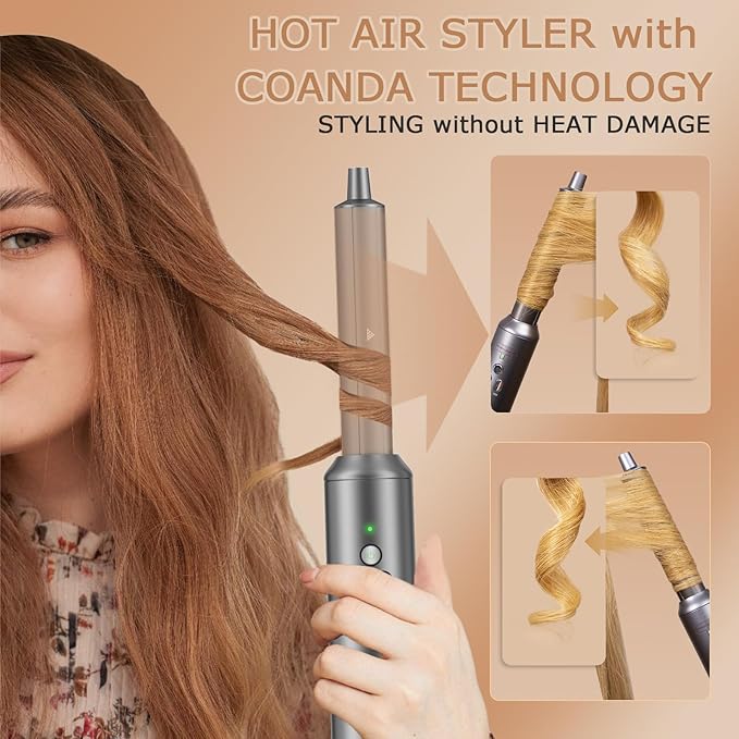 AOMEES Professional Hot Air Styler & Drying System, 6 in 1 Powerful Hair Dryer Brush • Styling Without Heat Damage, with Air Curler, Hair Dryer, Volumizer, Hair Straightener, Smooth Comb