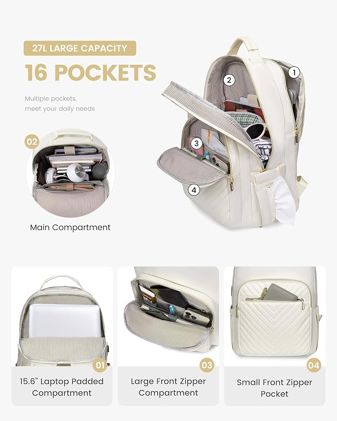 LOVEVOOK Laptop Backpack Purse for Women, Work Travel Computer Bags, College - Image 3