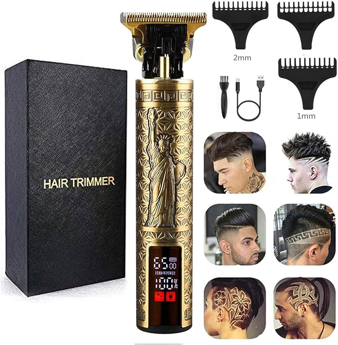 Professional Hair Clippers for Men Electric Haircut Kit Hair Trimmer Grooming Waterproof Rechargeable Close Cutting T Blade Trimmer USB Rechargeable Clippers for Hair Cutting