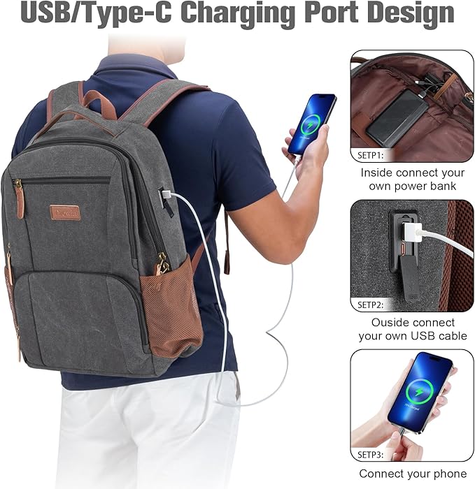 Tzowla Canvas Laptop College Backpack - Image 3