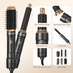 6 in ONE Blow Dryer Brush, Curling Wand Hair Styling Tools Set, Ionic Hot Air Hair Dryer, Massage Oval Hair Dryer, Left&Right Hair Curlers 100-120V