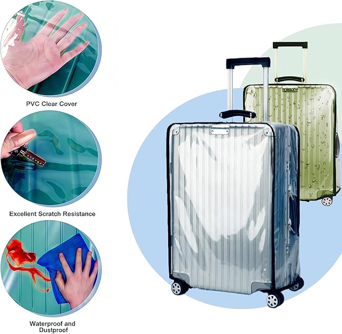 3 PCS Luggage Covers for Suitcase TSA Approved, 20/24/28 Inch Transparent - Image 4