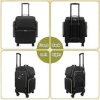 OCHEAL Hairstylist Traveling Case with 4 Clear Travel Makeup Bags Set, Cosmetic Makeup Trolley Train Case Hairdresser Case with Detachable Pouch & 360° Rotatable Wheels for HairdressingTool Organizer