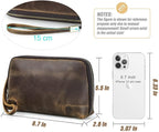 Electronic Organizer Zipper Bag Tech Pouch, Top Grain Leather Handmade - Image 4