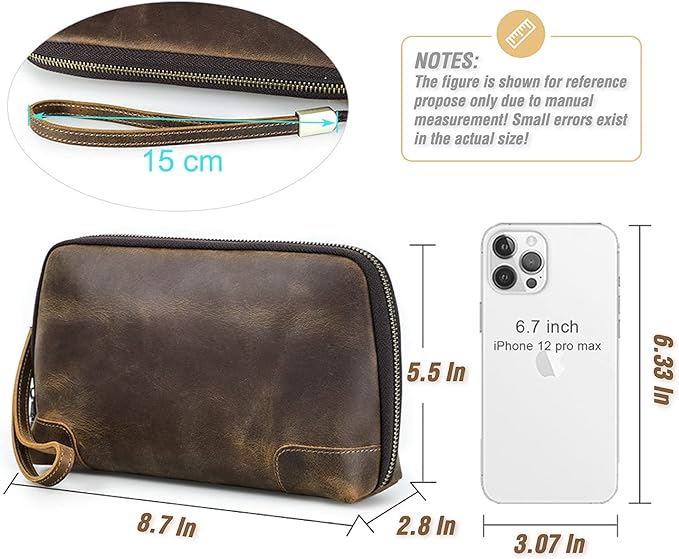 Electronic Organizer Zipper Bag Tech Pouch, Top Grain Leather Handmade - Image 4