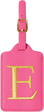 Personalized Rose Red Leather Initial Luggage Tags - Image 9