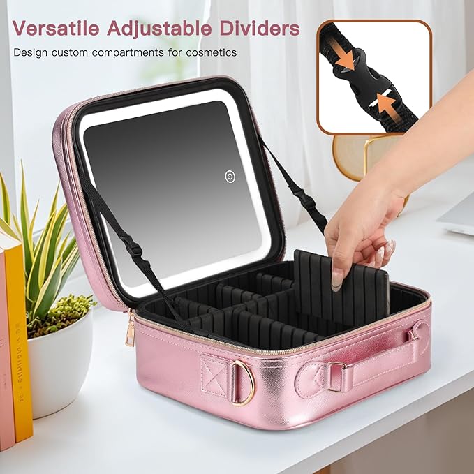 Travel Makeup Bag with LED Mirror, Cosmetic Bags - Image 5