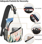 SUPLUCHOM Sling Bag Tulip Flower Watercolor Hiking Daypack Crossbody Shoulder - Image 4