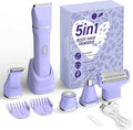 KINGTEE 5-in-1 Electric Bikini Trimmer for Women – IPX7 Waterproof Shaver, Cordless Body & Facial Razors for Women, Ceramic Blades, USB-C Rechargeable, Painless Hair Removal Kit (Purple)