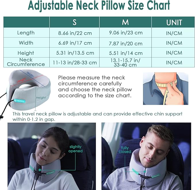 Travel Pillow for Airplane Neck Chin Support Memory Foam Machine Washable - Image 6