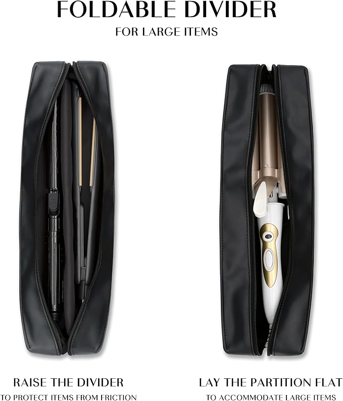 TREND-X Hair Styling Tools Organizer Bag with Heat-Resistant Mat, Flat Iron Travel Case, Travel Bag for Curling Iron, Straightener and Hot Brushes, Storage Case for Hot Hair Tools (Irons Not Included)