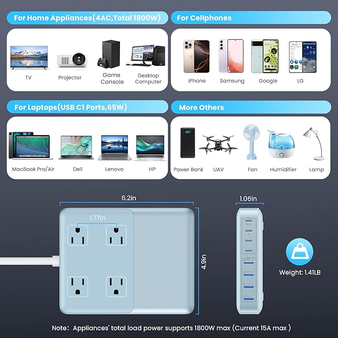 12-in-1 Charging Station USB C Power Strip - Image 5