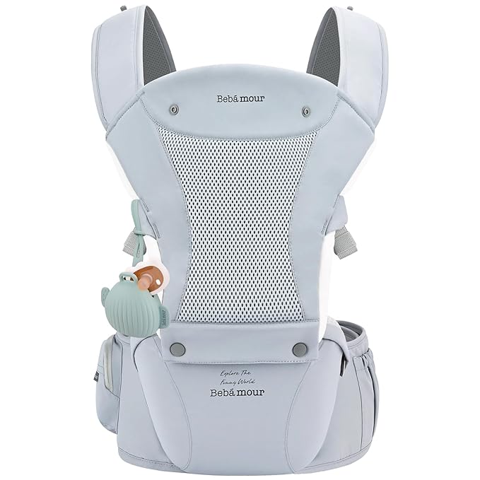 Bebamour Baby Carrier with Hip Seat, All-Position Breathable Mesh Hip Seat & by Bebamour