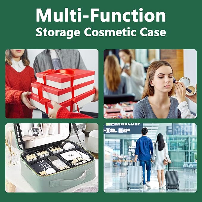 Travel Makeup Bag, with Mirror 3 Color Setting and Detachable 10x Magnifying - Image 5