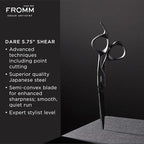 Fromm Dare 5.75" Precision Slide and Point Hair Cutting Shears with Semi-Convex Blade for Expert Salon Stylists, Matte Black Japanese Steel Scissors