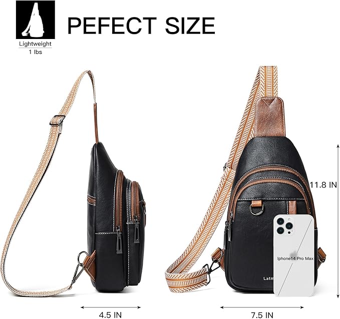 7L Sling Bag for Women Men Leather Small Sling Backpack Daypack Anti Theft - Image 5