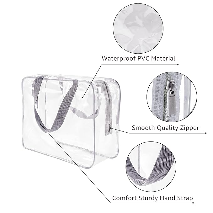 2Pcs Crystal Clear PVC Travel Toiletry Bag Kit - Image 3