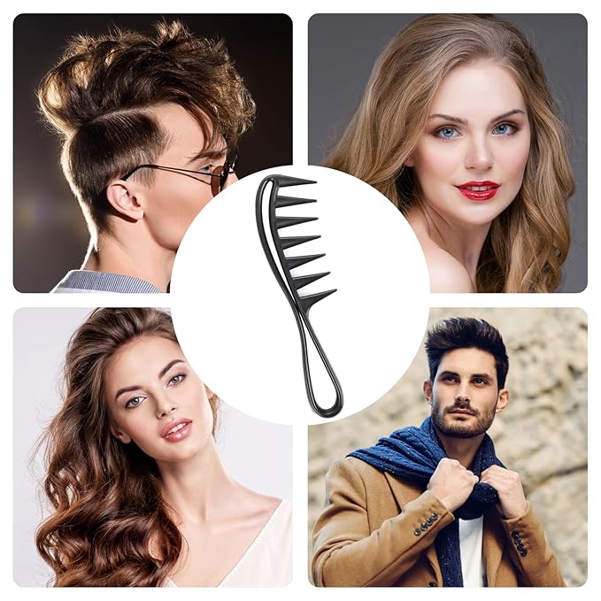 Wide Tooth Comb 2 PCS Curly Knotted Wavy Thick Thin Hair Care Massage Scalp Women Detangling Shower Wig Wet Brushing Large Smooth Grip Handle Detangle Plastic Pick Row Stylist Styling Tool Appliances
