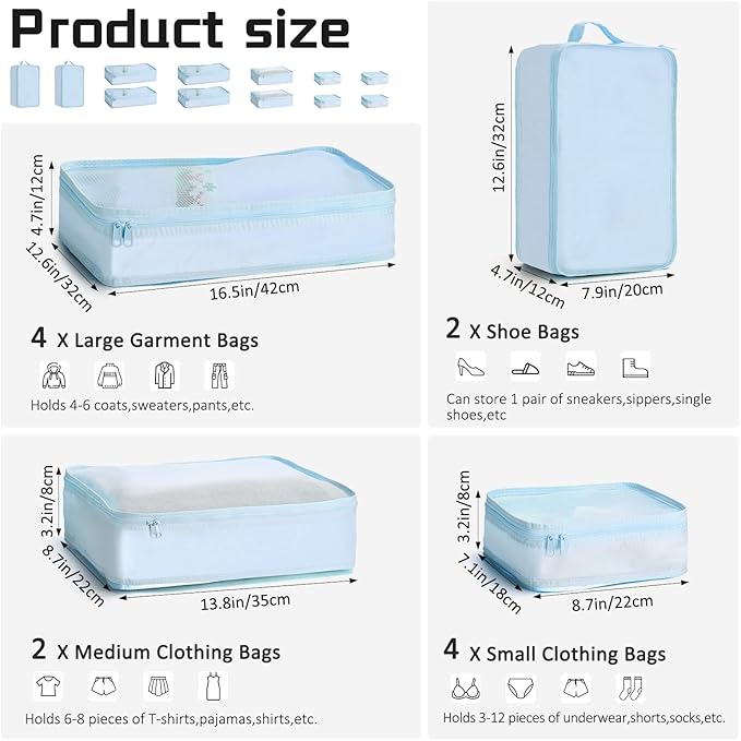 Reginary 6 Set Travel Packing Cubes Luggage Organizer Set Lightweight Suitcase - Image 2
