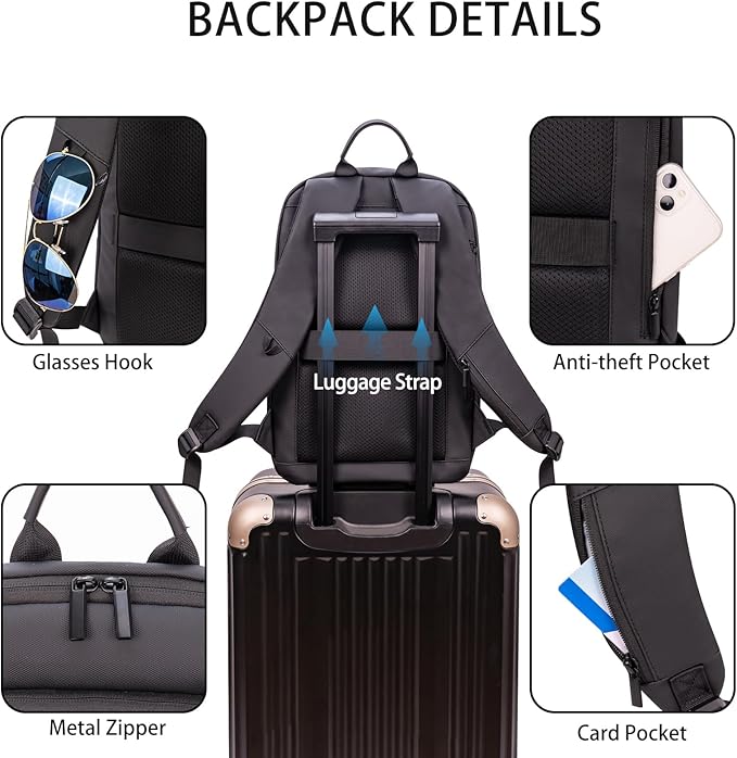 Business Backpack for Men Lightweight Commute Laptop Backpack Anti-Theft Water - Image 5