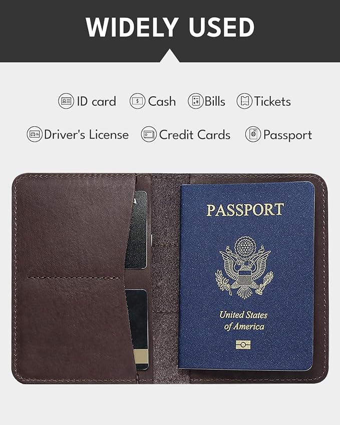 ALLIVE Passport Holder for Travel Women Men, Genuine Leather Passport Cover - Image 3