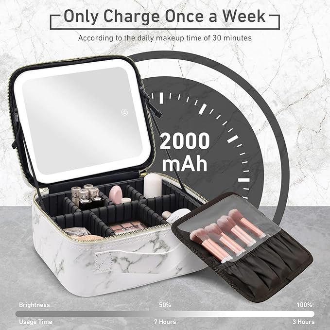 Makeup Bag with Mirror and Light, Makeup Case with Lighted Mirror, Travel - Image 6
