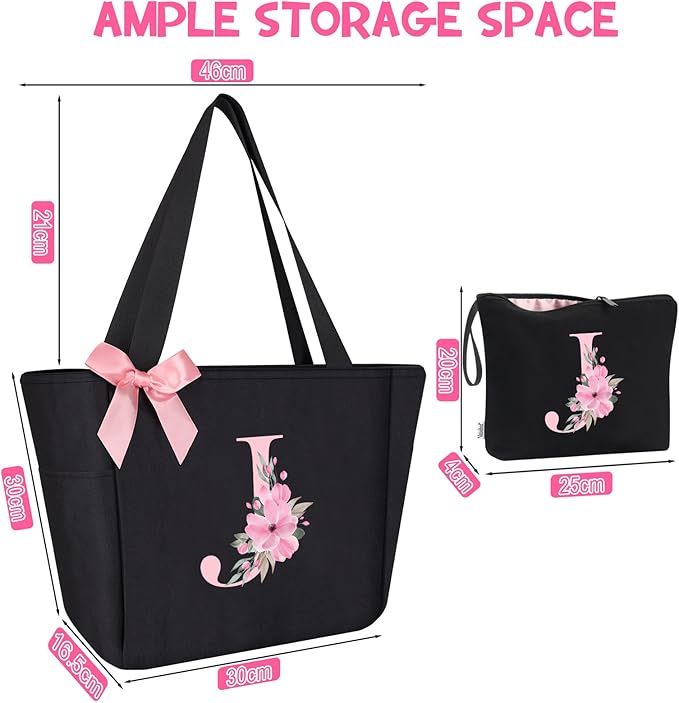 Vavabox Tote Bag, A-Z Initial Monogrammed Waterproof Tote Bag, Bridesmaid Gifts - Image 3