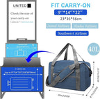 Foldable Carry on Luggage Bag 22x14x9 Personal Item Bag - Image 2