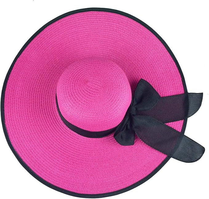 DRESHOW Beach Hats for Women Big Straw Wide Brim Summer Hat Floppy Foldable - Image 4