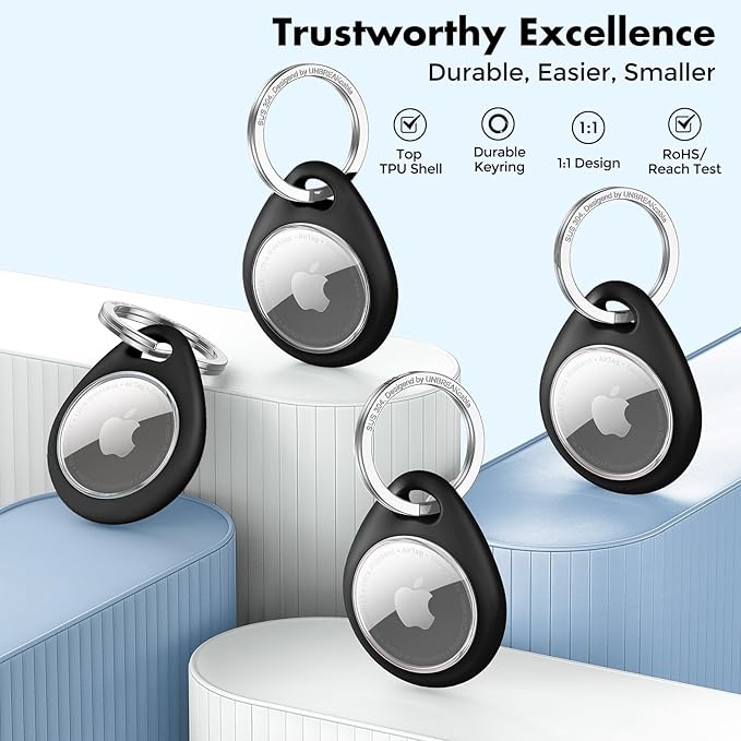 UNBREAKcable Holder for Apple AirTag 4 Pack Protective Case Waterproof TPU Shell - Image 2