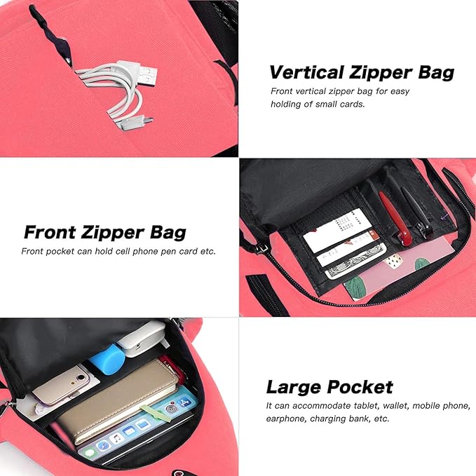 MOSISO Sling Backpack, Canvas Crossbody Hiking Daypack Bag - Image 3